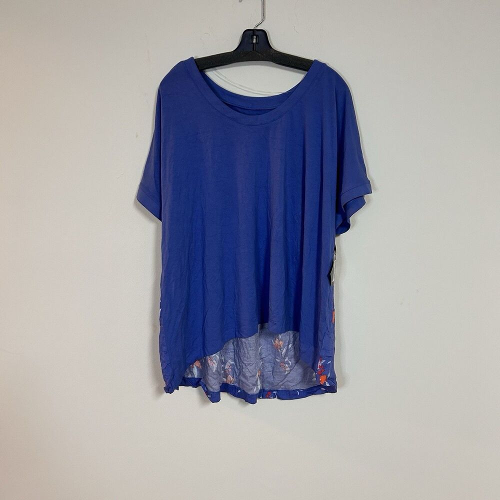 Ava & Viv 3X Blue Floral Mixed Media Tunic Top NWT Plus Size